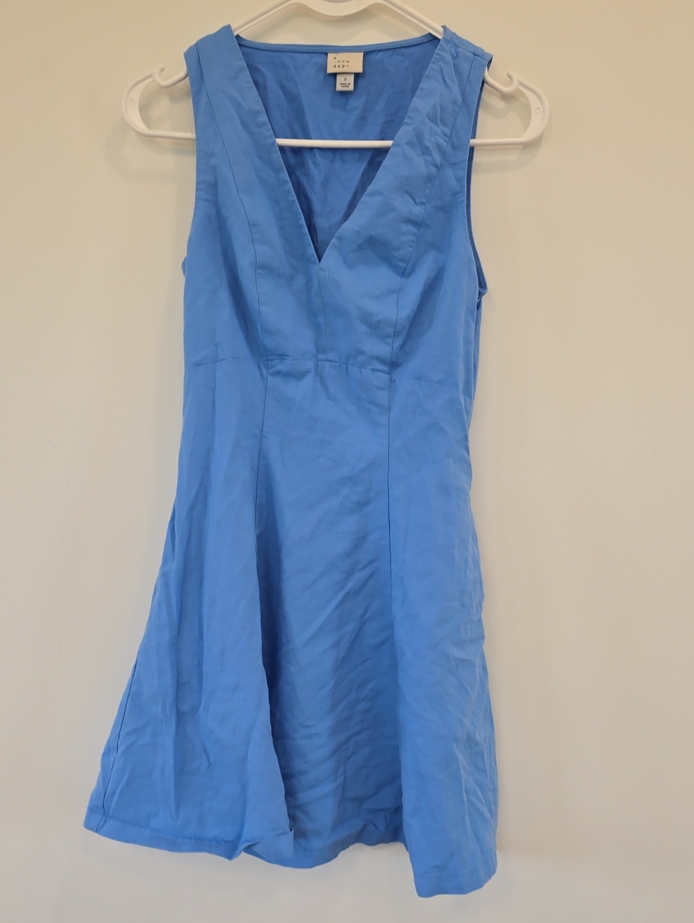 a new day Sky Blue Sleeveless V-Neck Fit-and-Flare Mini Dress